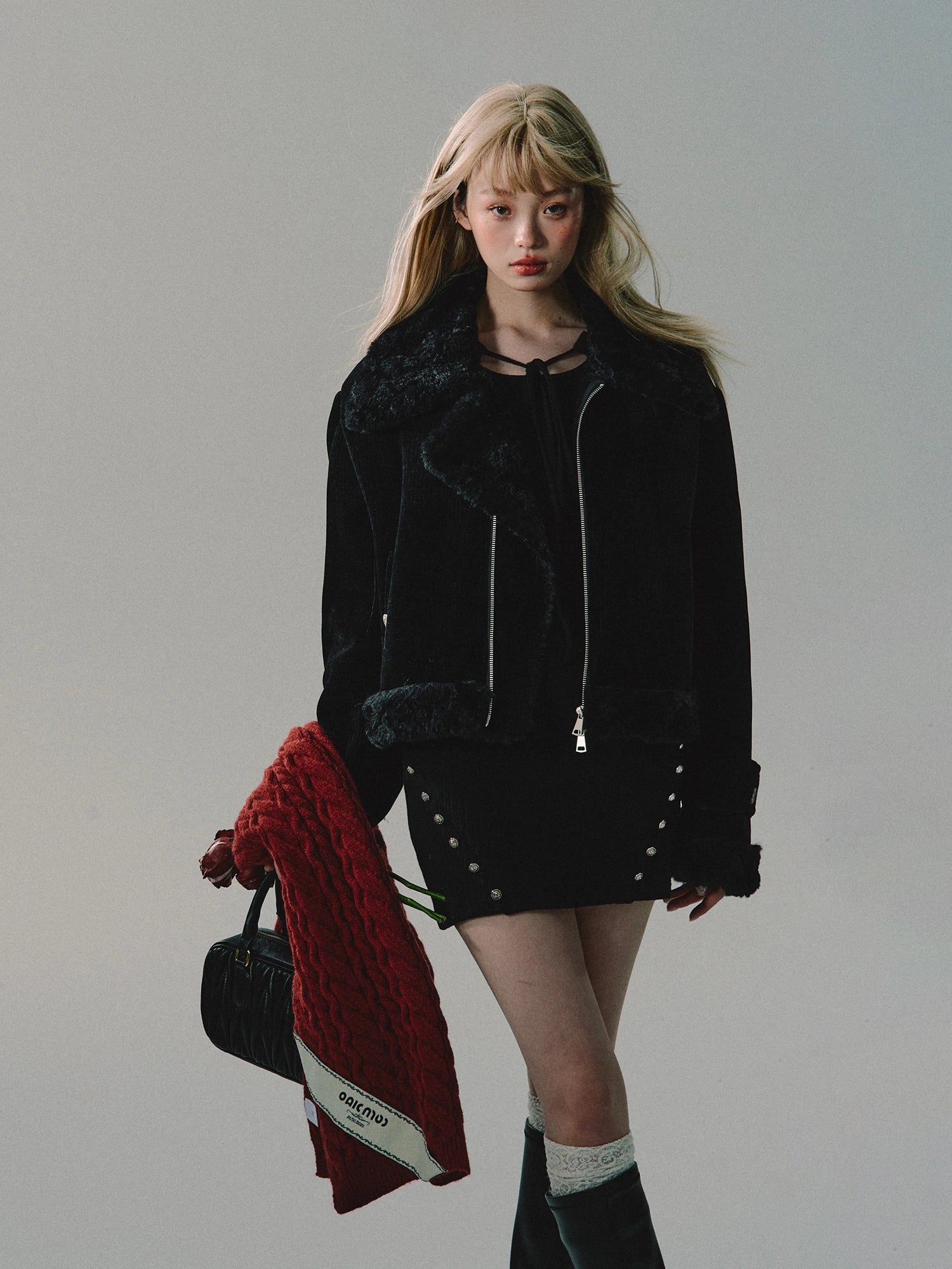 High Quality Black Knitted Bottom Women Autumn Winter Dress