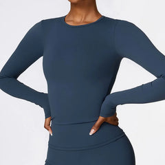 Women Yoga T-shirts Sports Top Long Sleeve Gym Workout Running Shirts