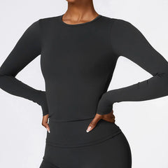 Women Yoga T-shirts Sports Top Long Sleeve Gym Workout Running Shirts
