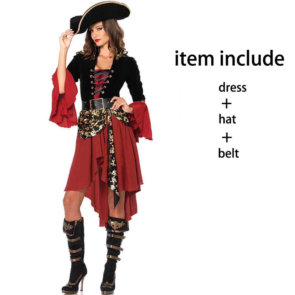 Halloween Pirate Costume Women Captain Pirates Cosplay